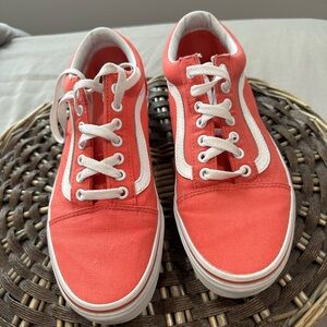 Vans Coral and White Sneakers
